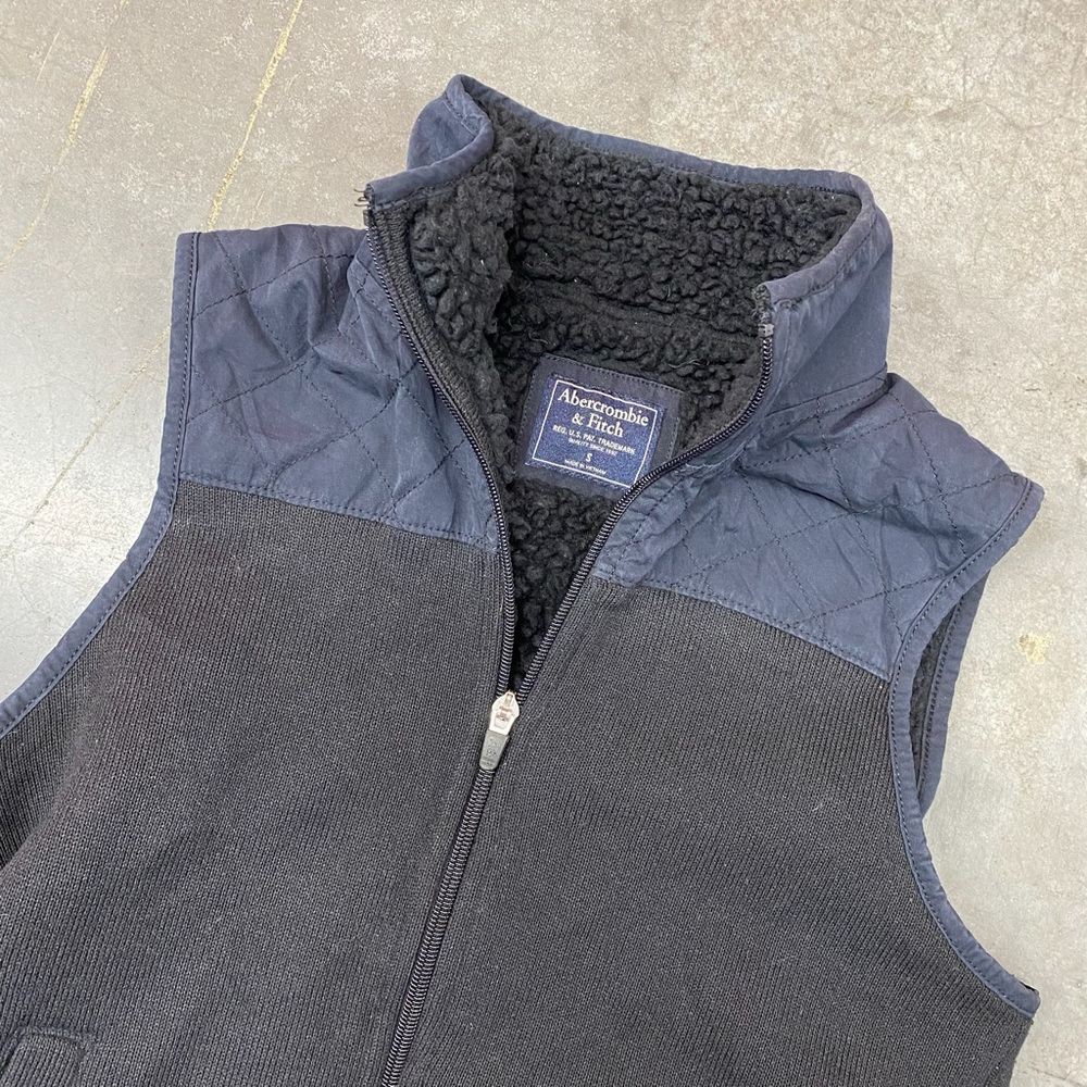 Abercrombie & Fitch Sherpa Lined Fleece Vest Black‎ Womens Size S
